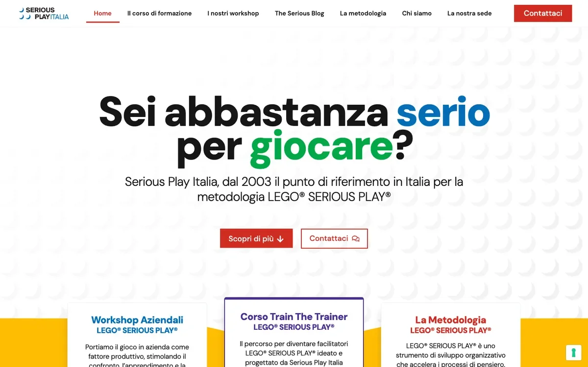 Sito web realizzato per Serious Play Italia