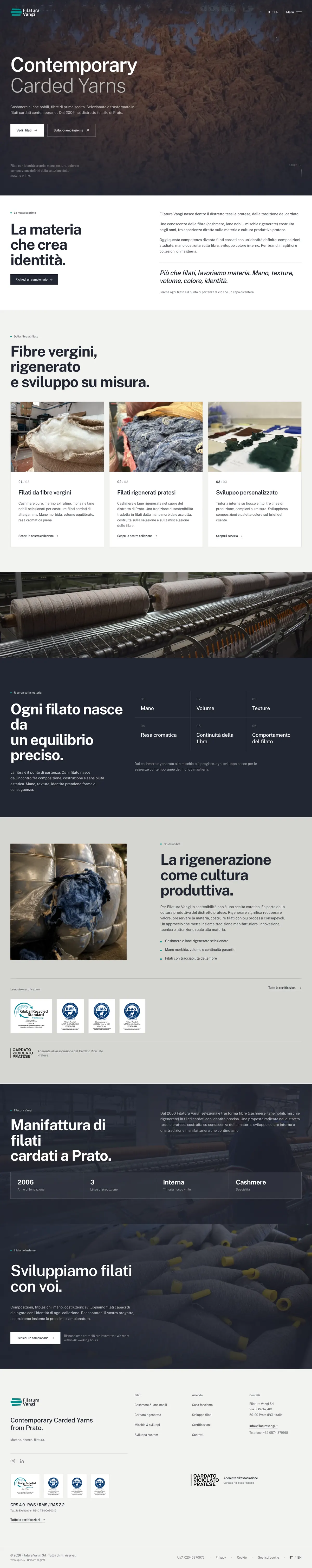 Anteprima del sito Filatura Vangi